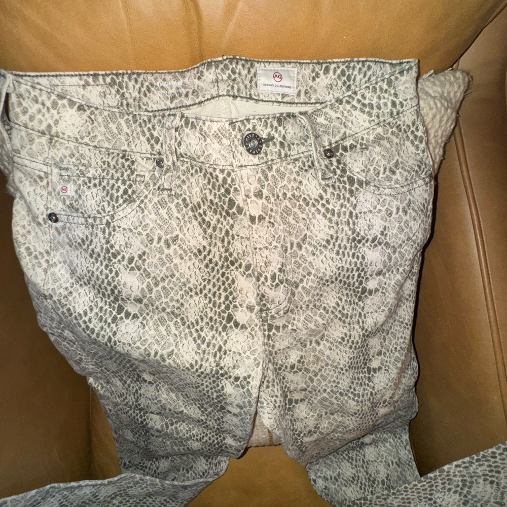 AG Adriano Goldschmied Gray Snake Print Skinny Jeans